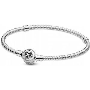 Pandora Zilveren damesarmband oneindigheids-hart 599365C00, 21 cm, Niet-edelmetaal, Geen edelsteen