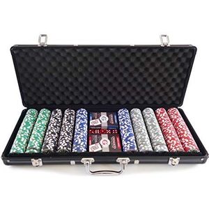 Smir 360355 Casino-set World Poker Tour, zwarte aluminium koffer, Poker Grimaud, 500 Amerikaanse jetons