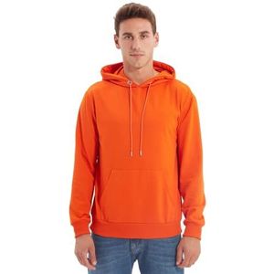 Trendyol Man Basics Regular Basic Hoodie Gebreid Sweatshirt, Oranje, S