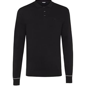 Mexx Tylor Fine Knit Polo Sweater voor heren, zwart, L