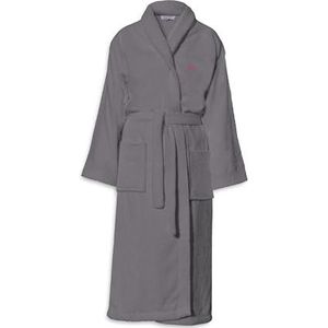 LE TEMPS D'UN BAIN Geborduurde badjas, 500 g, donkergrijs, maat S, Donkergrijs, S