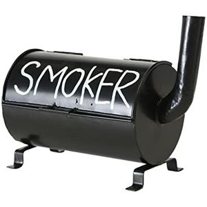 Boltze Asbak Smoker (stormasbak van metaal, 20 x 10 cm, cadeau-idee voor rokers, kleur zwart) 101188
