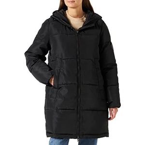 KAFFE Dames Puffer Coat Padded Jacket Longline Hooded Zipper Long Sleeve Women, Black Deep, 40