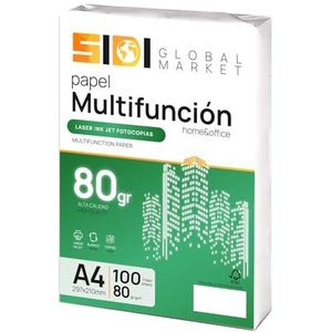 A4-papier, 80 g, printerpapier A4, verpakking voor school, werk of privégebruik, A4-vellen voor kopieerapparaat en multifunctioneel, extra wit, SIDI (100 uur, 80 g)