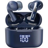TOZO T20 Draadloze oordopjes, Bluetooth-oortelefoon 48,5 uur speeltijd met LED Digitaal Display, IPX8 waterdicht, Dual Mic Call Noise Cancelling, 10 mm breed bereik luidsprekers (blauw)
