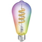 Hama - Wifi E27 Vintage Filament ST64 - Intelligente Smart Lamp - Mat - 4,9 W - Dimbaar - RGB - 2700-6500 K