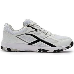 HUNDRED Xoom Non-Marking Professional Badminton Shoes for Men | Material: Faux Leather | Suitable for Indoor Tennis, Squash, Table Tennis, Basketball & Padel (Black/White, Size: EU 45, UK 11, US 12)