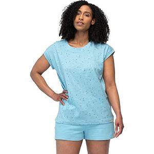 greenjama Dames T-shirt Slub Jersey met print Pyjama Top, lagoon, 36