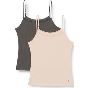 Tommy Hilfiger Dames 2-pack cami met kant gebalanceerd beige/donker as XS, Evenwichtige Beige/Donkere Ash, XS