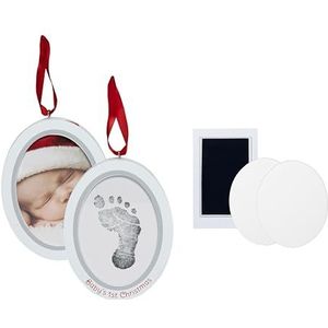 Pearhead Babyprints Pasgeboren Baby Handafdruk of Voetafdruk Dubbelzijdig Foto Ornament met Clean Touch Ink Pad, Rood (50016)