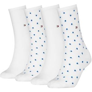 Tommy Hilfiger TH WOMEN SOCK DOT 4P ECOM, wit/blauw., 35-38 EU