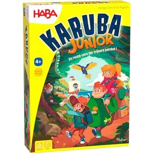 HABA 303407 Karuba Junior gezelschapsspel voor kinderen, coöperatief en strategisch avonturenspel, groot bordspel, voor 1-4 spelers, vanaf 4 jaar