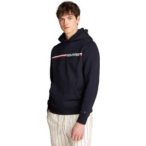 Tommy Hilfiger Hoodie met strepen op borst voor heren, woestijn hemel, XS