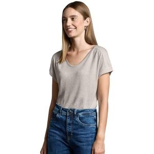 T-shirt in glanzende look, Smooth Sand Beige, 34