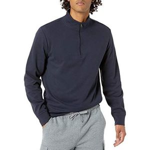 Amazon Essentials Men's Lichtgewicht sweatshirt van Franse badstof met ronde hals en kwartrits, Donker marineblauw, XL