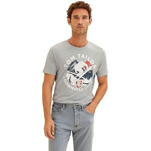 TOM TAILOR Uomini T-shirt met print 1034357, 12035 - Grey Heather Melange, S