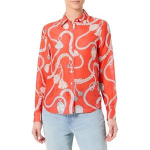 REG SAILING PRINT COT ZILK SHIRT, Marled Red, 36
