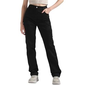 Calvin Klein Jeans Geweven Label Hr rechte broek voor dames, zwart., 3XL Grote maten
