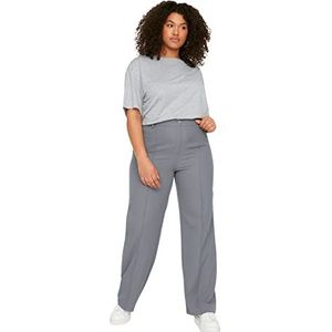 Trendyol Vrouwen Plus Size Hoge Taille Brede Pijpen Grote Maat Broek, Groen, 68 grote maten