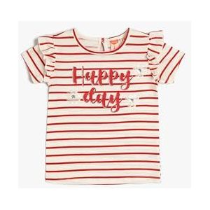 Koton Babyboy Gestreept T-shirt Ruffle and Sequined Detail Korte Mouw Katoen, Rood design (4d1), 2-3 Jaar