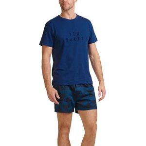 Ted Baker Londen T-shirt en geweven boxerset voor heren, 2 stuks, Sailor Blue/Sailor Blue Pottz, S
