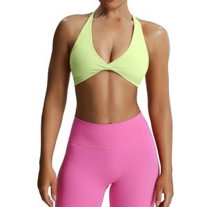 Aoxjox Dames Workout Sport BH's Fitness Backless Gewatteerde Sienna Low Impact Bra Yoga Crop Tank Top, Paradijs Groen, S