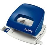 Leitz Kleine kantoorperforator van metaal, 16 vellen, aanslagrail met formataanduidingen, ergonomisch design, blauw, 50380035