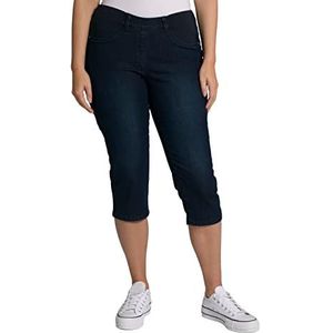 Ulla Popken Capri-jeans voor dames, strepen, elastische tailleband, donkerblauw denim, 50