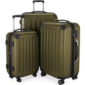 HAUPTSTADTKOFFER - SPREE set van 3 koffers, hardcase trolley met 4 dubbele wielen, mat reiskoffer, TSA, (S, M en L), Avocado