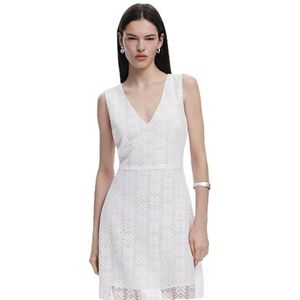 Jurk - Midi - Kant - Bloemendetails - Mouwloos - Dubbele V-hals