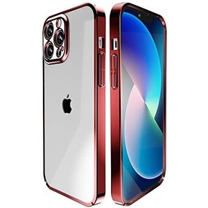 Angeston Hoes compatibel met iPhone 13 Pro, gegalvaniseerde spiegel-hardshell beschermhoes voor iPhone 13 Pro, schokbestendig, krasbestendig hoesje - rood