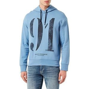 Armani Exchange Bright Up M01 Men's Comfy Fit Hooded, Maxi Number Print Hooded SweatshirtBlueExtra Large, Blau, XL