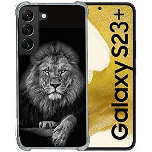 Cokitec Beschermhoes van gehard glas voor Samsung Galaxy S23 Plus, motief: Majestueuze leeuw