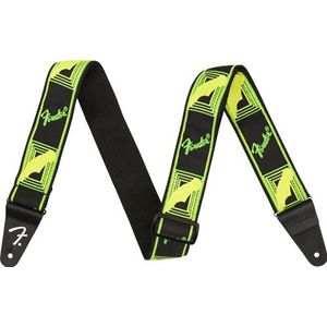 Fender® »NEON MONOGRAM STRAP« nylon gitaarriem - 5cm - Kleur: Groen/Geel