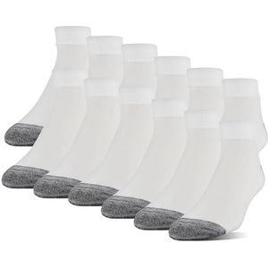Gildan Heren Polyester Half Cushion Low Cut Sokken, 12-pack, Wit, Shoe Size: 6-12