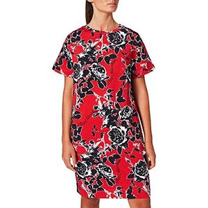 Love Moschino Dames T-Shirt Wide Short Drop Sleeves. in Stretch Cotton Fleece All-Over Gedrukt met Roses en logo. Casual Jurk, F.red/roze nera, 40