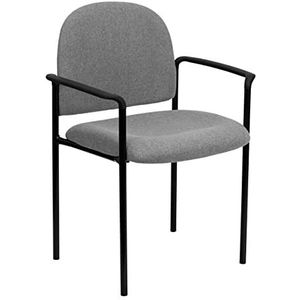 Flash Furniture Comfortabele, stapelbare bijzettafel met armleuningen, zwart 71,12 x 48,26 x 20,32 cm grijze stof