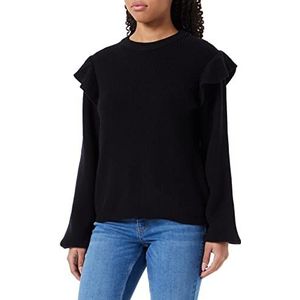 Vila Dames Viril O-Neck Flounce Knit Top-Noos Pullover, zwart, XS