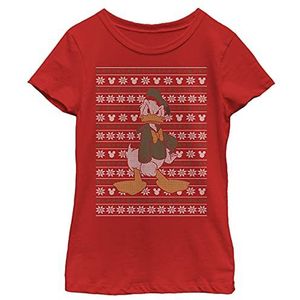 Disney Characters Donald Sweater Girl's Solid Crew Tee, Rood, X-Small, Rot, XS