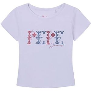 Pepe Jeans Natalie T-shirt voor meisjes, wit, 12 Jaar