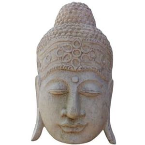 Romimex buste beige hout Boeddha