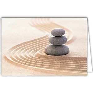 Afie 68-4012 binnenkaart wit met envelop - kiezelstenen zand tuin Zen meditatie herstel positieve energie voor jou voor een verjaardag goed feest dank moed
