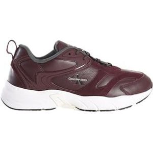 Calvin Klein Jeans Heren Retro Tennis Low LACE AUTH SNK YM0YM01103 Sneakers, Rood (Bitter Chocolade/Wit), 7 UK, Rode Bittere Chocolade Wit, 39.5 EU