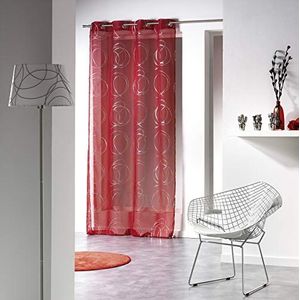 Douceur D'Intérieur - 1623656, gordijn met ogen, 140 x 240 cm, Bully, Voile bedrukt zilver, rood