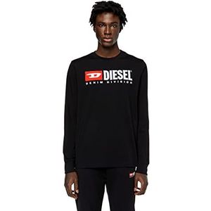 DIESEL T- Just-ls-Div Maglietta shirt met lange mouwen voor heren, Zwart (A03768-0grai-9xx), XL