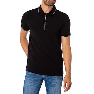 Armani Exchange Heren Hidden Buttons, Stretch Cotton Poloshirt, zwart, XS