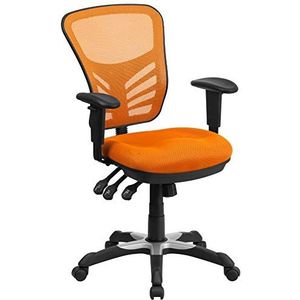 Flash Furniture Nicholas Mid-Back Oranje Mesh Multifunctionele Executive Swivel Ergonomische bureaustoel met verstelbare armen