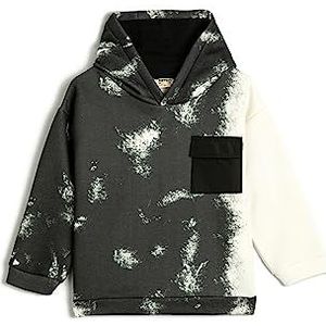 Koton Boys Oversized Sweatshirt met capuchon Pocket Detail Tie-Dye Brushed Interior, Wit design (0d0), 9-10 Jahre