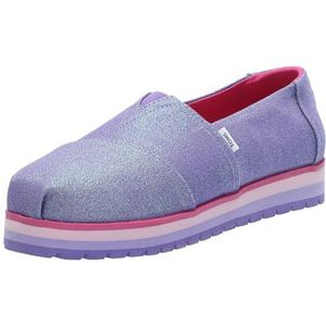 TOMS Alpargata-platform voor meisjes, Passiebloem Glimmer Twill, 11 UK Child