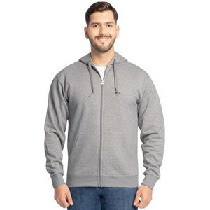Fruit of the Loom Eversoft Fleece Hoodies, Pullover & Volledige Ritssluiting, Vochtafvoerend & Ademend, Maten S-4X, Volledige ritssluiting - Grijs Heather, XL